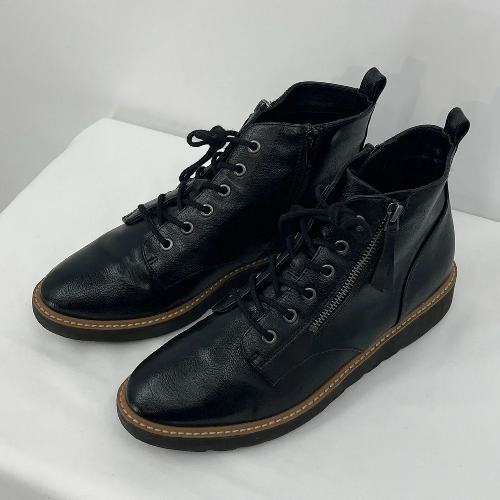 NATURALIZER WOMENS Black Leather Boots SIZE 9.5 SIDE ZIPPER
